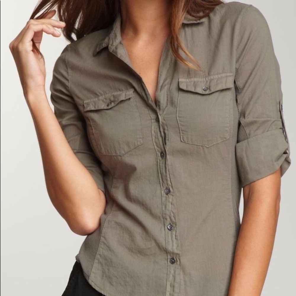 James Perse Olive Green Button-Up Shirt
